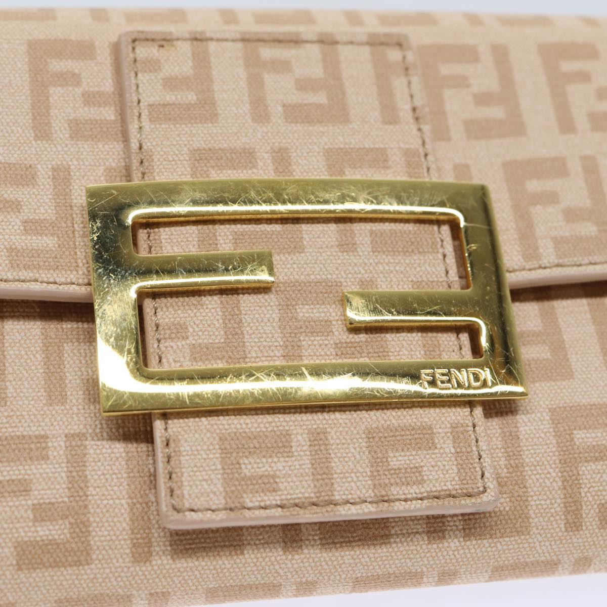 FENDI Zucchino Canvas Wallet Beige Goldam6889