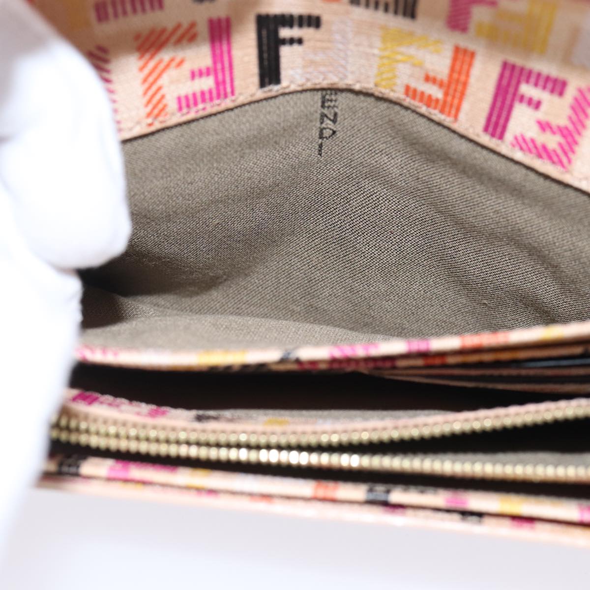 FENDI Zucchino Canvas Wallet Beige Goldam6889