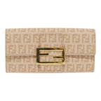 FENDI Zucchino Canvas Wallet Beige Goldam6889