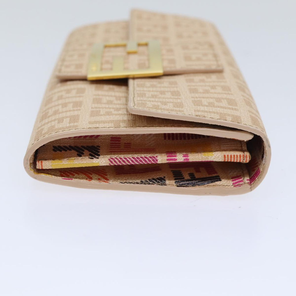 FENDI Zucchino Canvas Wallet Beige Goldam6889