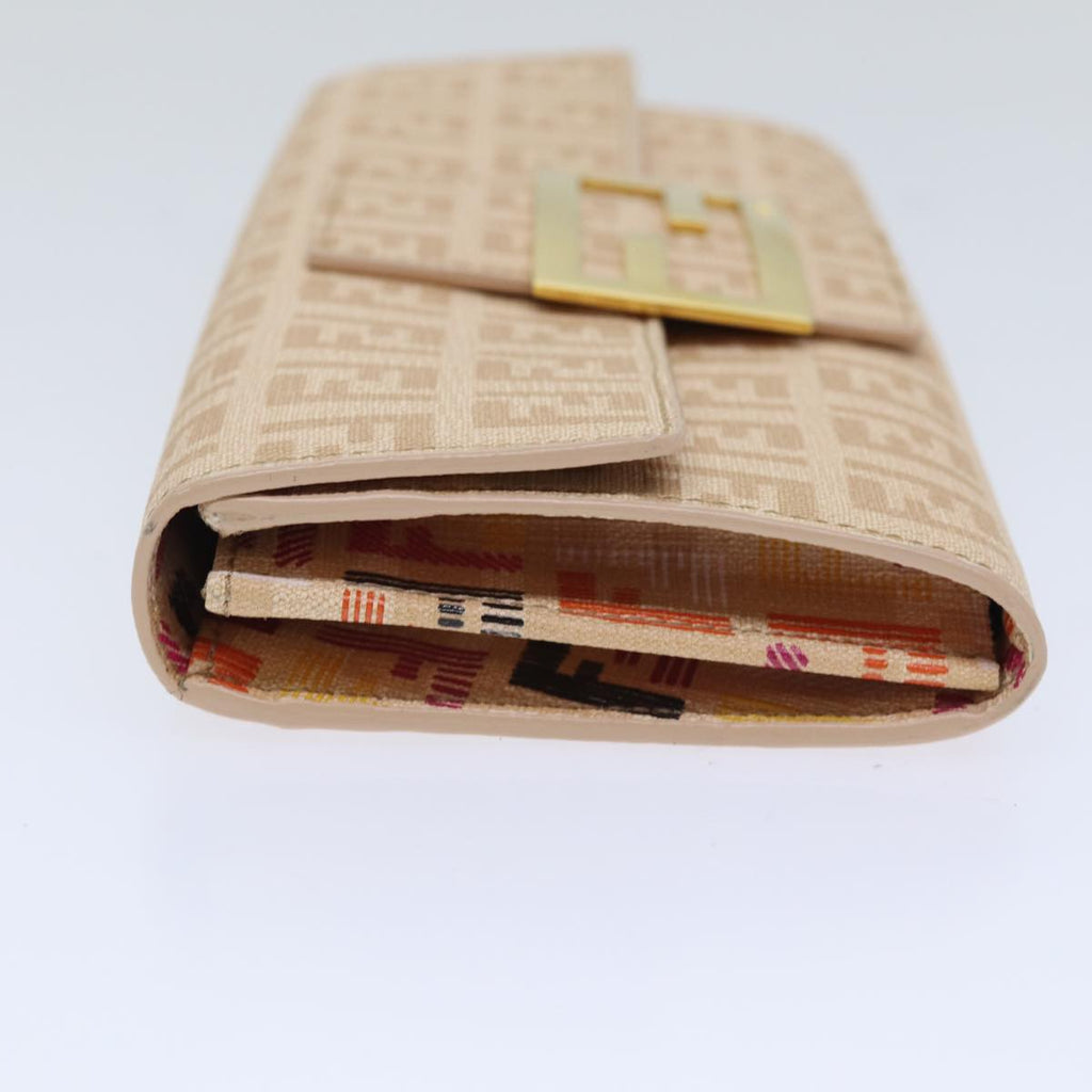 FENDI Zucchino Canvas Wallet Beige Goldam6889