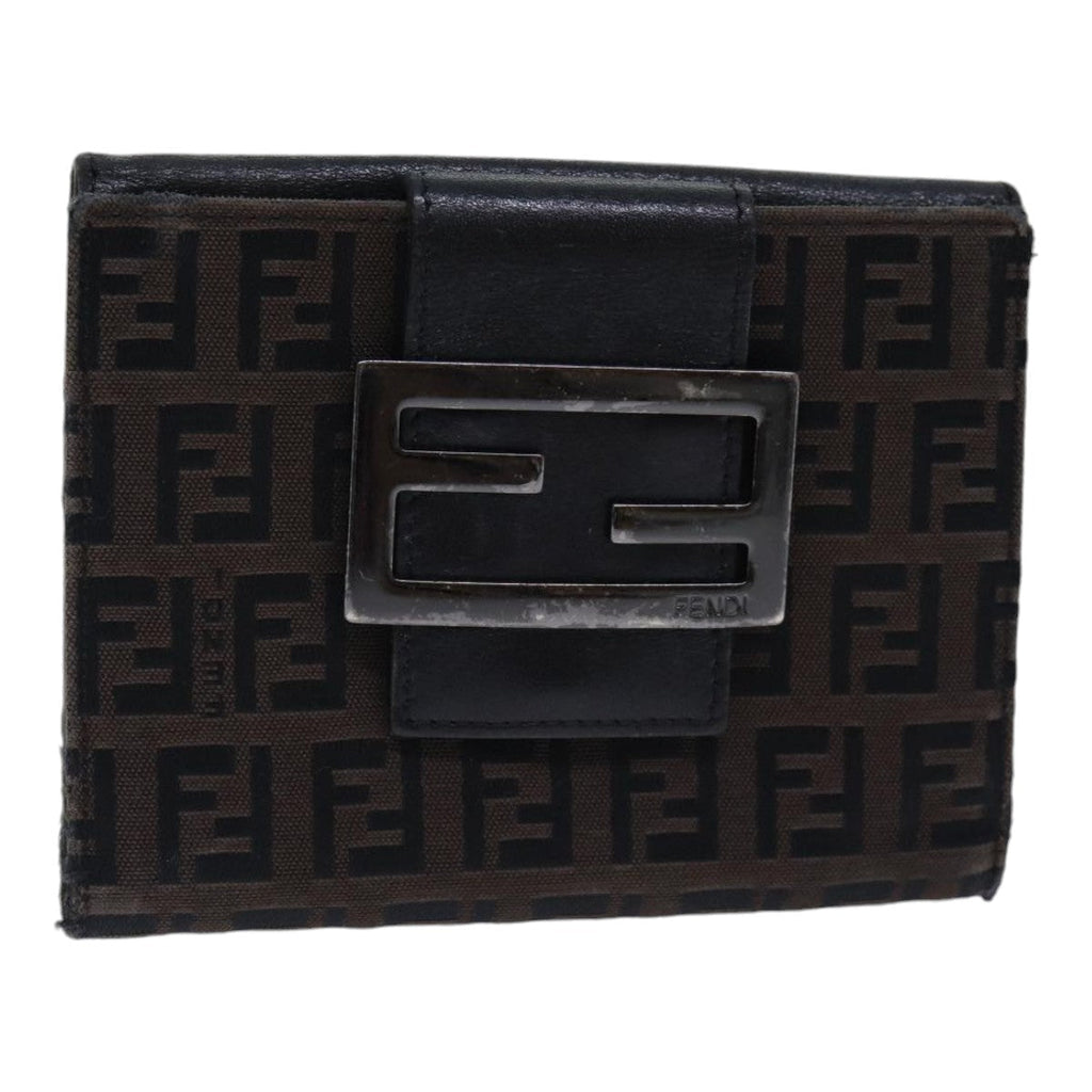FENDI Zucchino Canvas Wallet Brown Silveram6905
