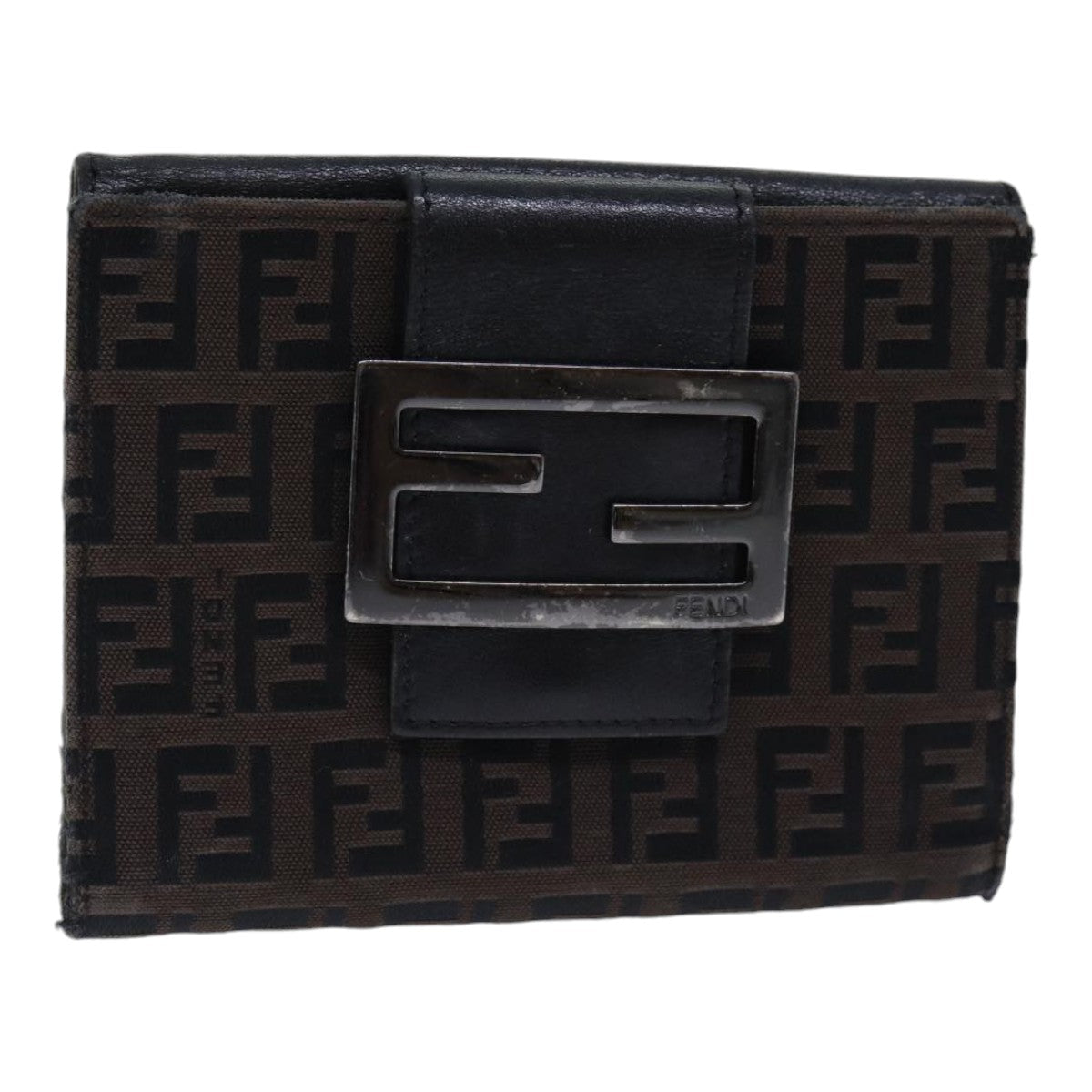 FENDI Zucchino Canvas Wallet Brown Silveram6905