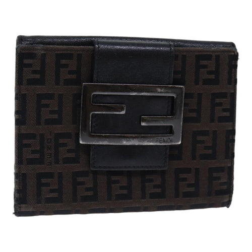 FENDI Zucchino Canvas Wallet Brown Silveram6905