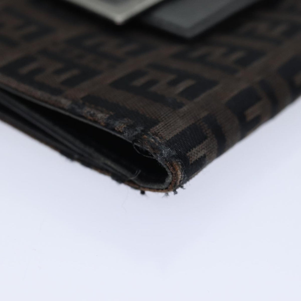 FENDI Zucchino Canvas Wallet Brown Silveram6905