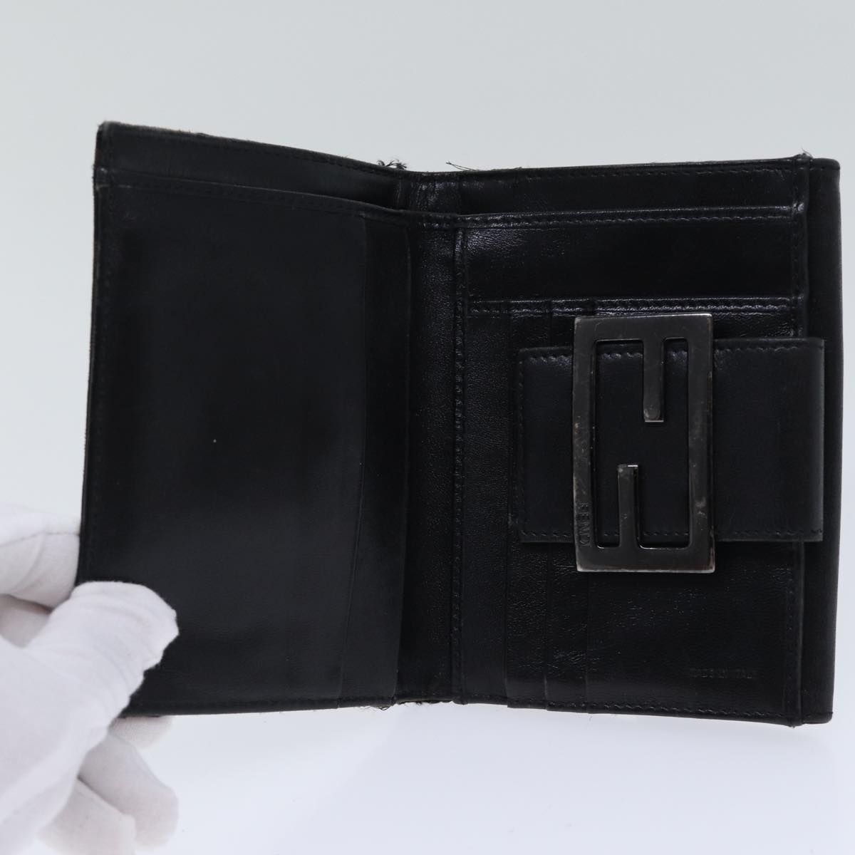FENDI Zucchino Canvas Wallet Brown Silveram6905