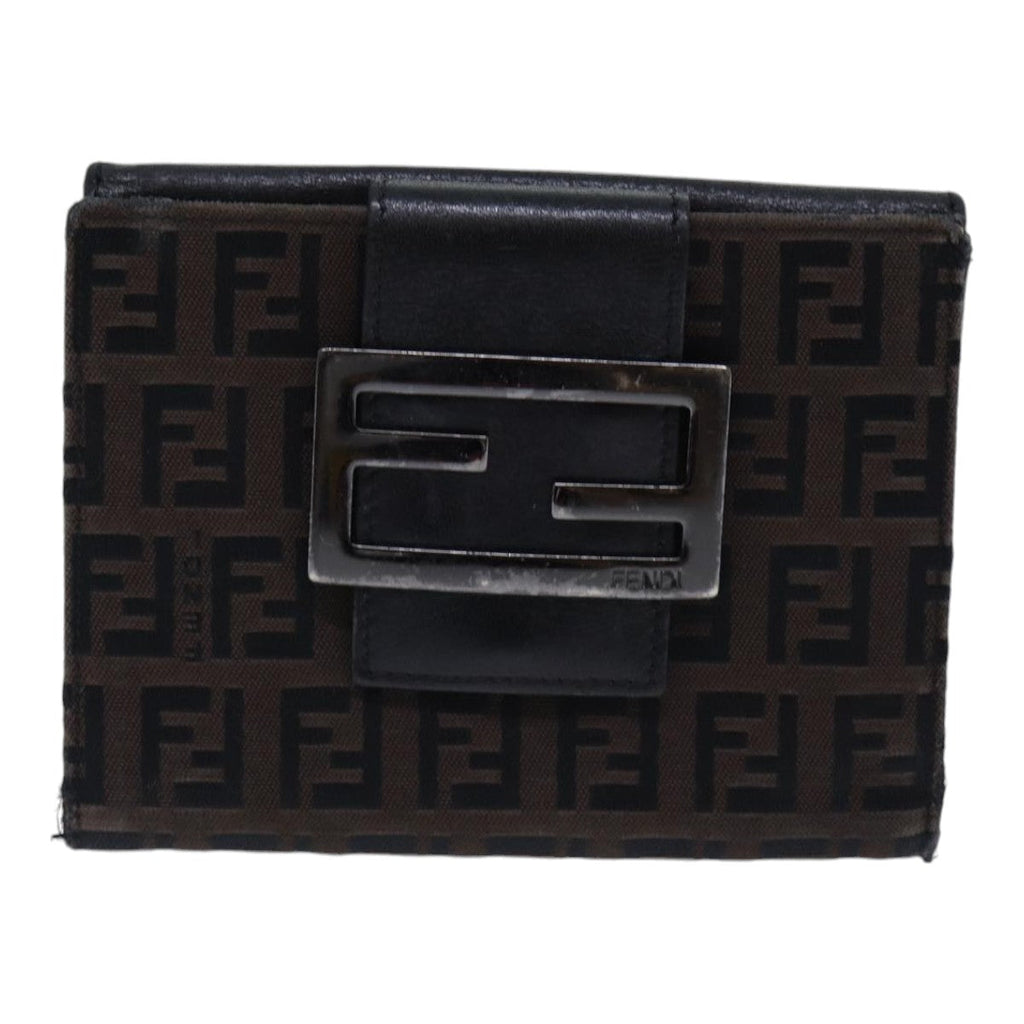FENDI Zucchino Canvas Wallet Brown Silveram6905