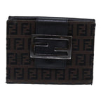 FENDI Zucchino Canvas Wallet Brown Silveram6905