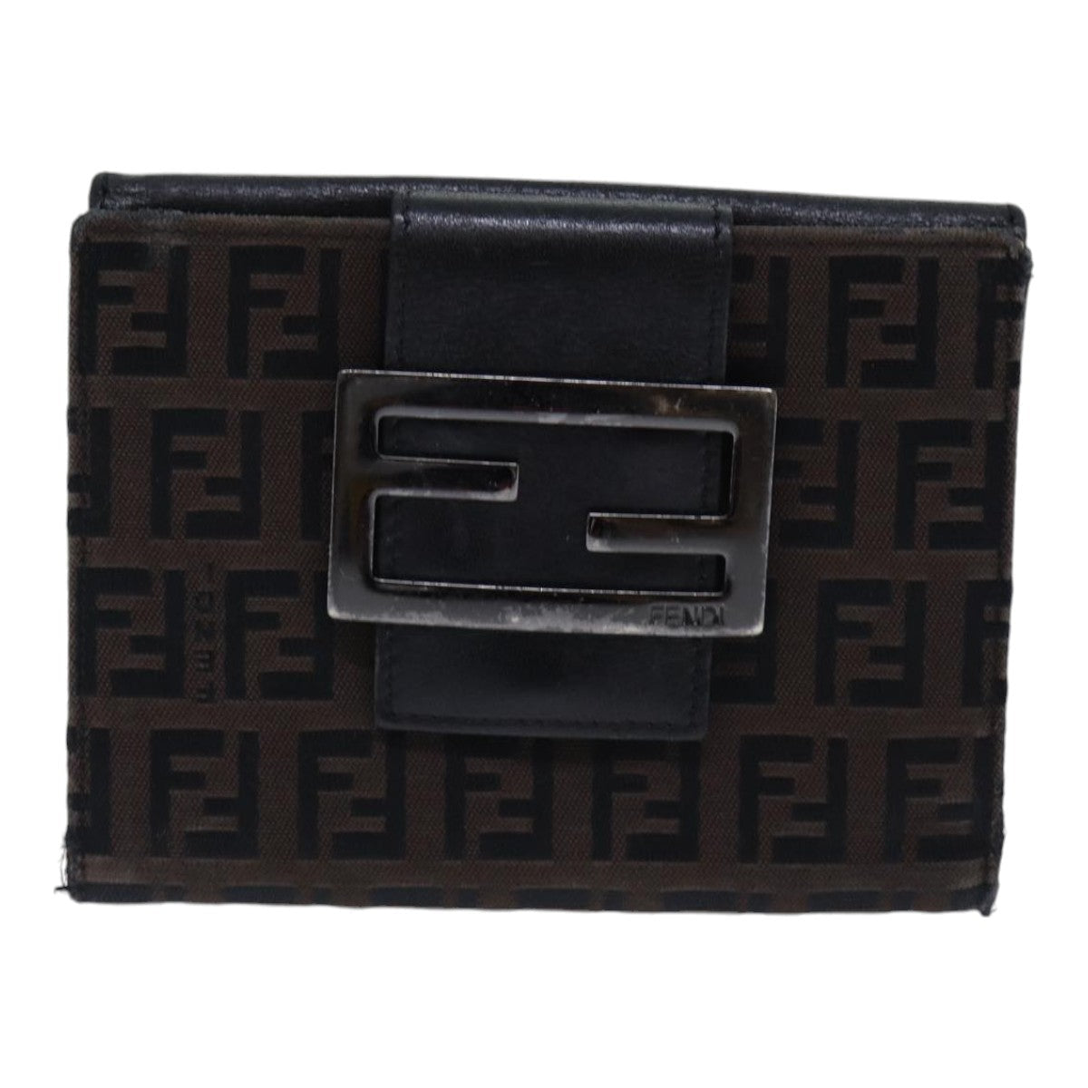 FENDI Zucchino Canvas Wallet Brown Silveram6905