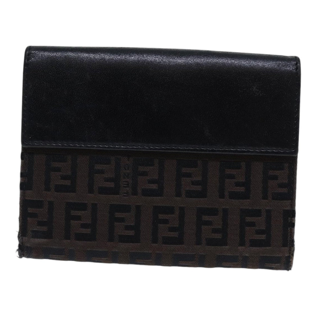 FENDI Zucchino Canvas Wallet Brown Silveram6905