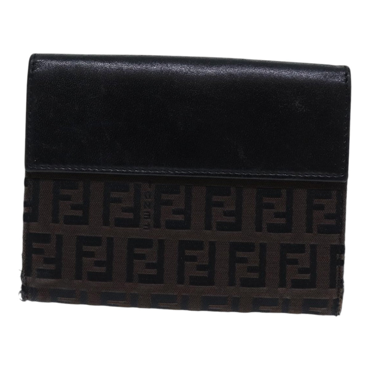 FENDI Zucchino Canvas Wallet Brown Silveram6905