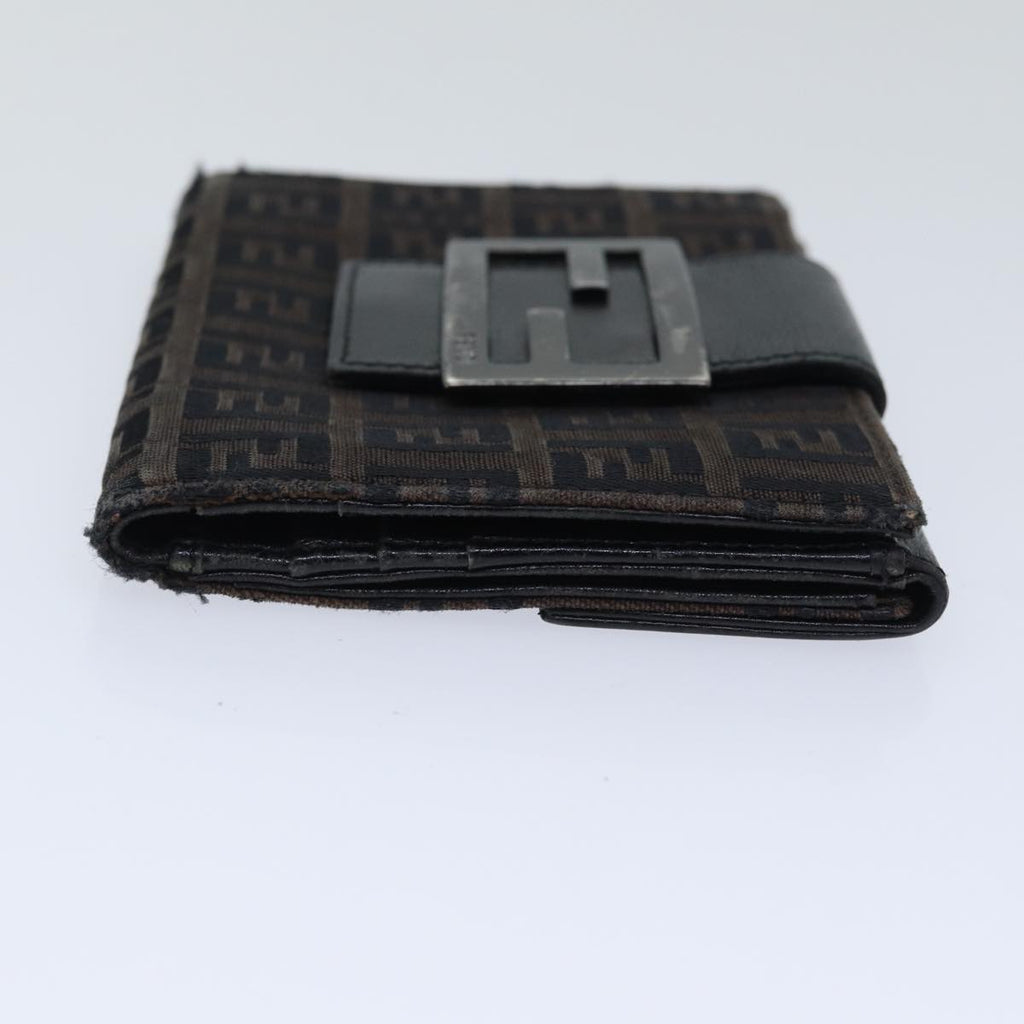 FENDI Zucchino Canvas Wallet Brown Silveram6905