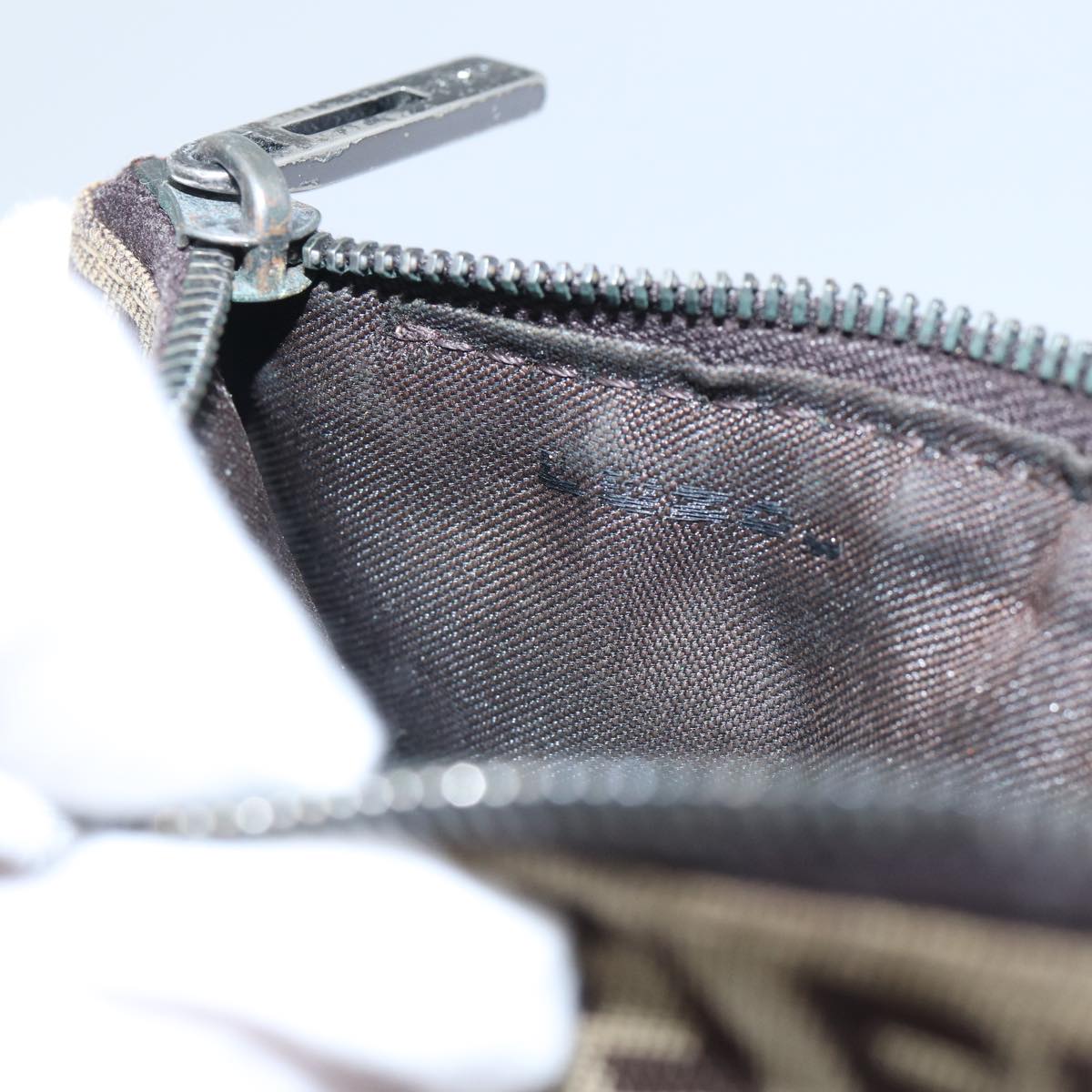 FENDI Zucchino Canvas Coin Purse Beigeam6906