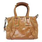 Chloe Etel Shoulder Bag Leather 2way Brown Gold am6916