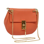 Chloe Chain Drew Shoulder Bag Leather Orange Gold am6946A