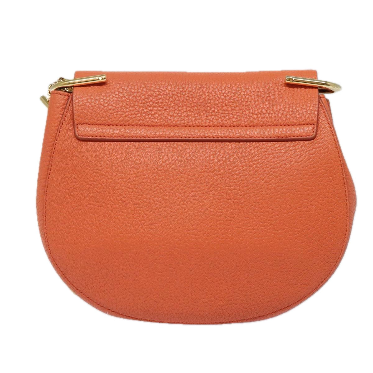 Chloe Chain Drew Shoulder Bag Leather Orange Gold am6946A