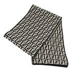 FENDI Zucca Canvas Scarf Wool Blackam6975