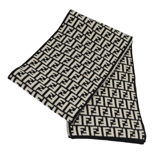 FENDI Zucca Canvas Scarf Wool Blackam6975