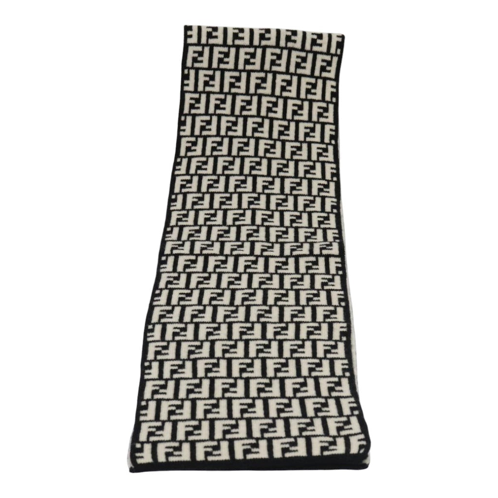 FENDI Zucca Canvas Scarf Wool Blackam6975