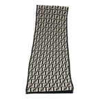 FENDI Zucca Canvas Scarf Wool Blackam6975
