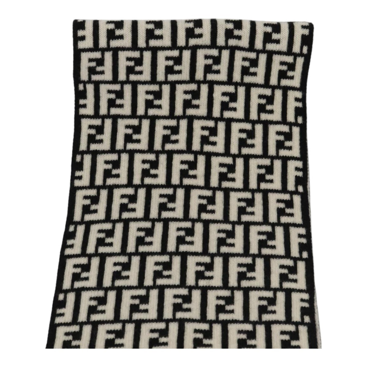 FENDI Zucca Canvas Scarf Wool Blackam6975