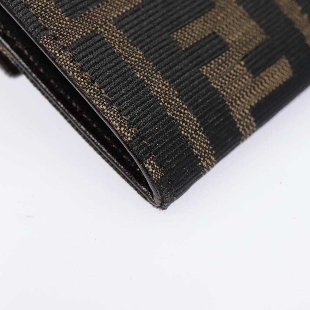 FENDI Zucca Canvas Long Wallet Black Brown Silveram6992