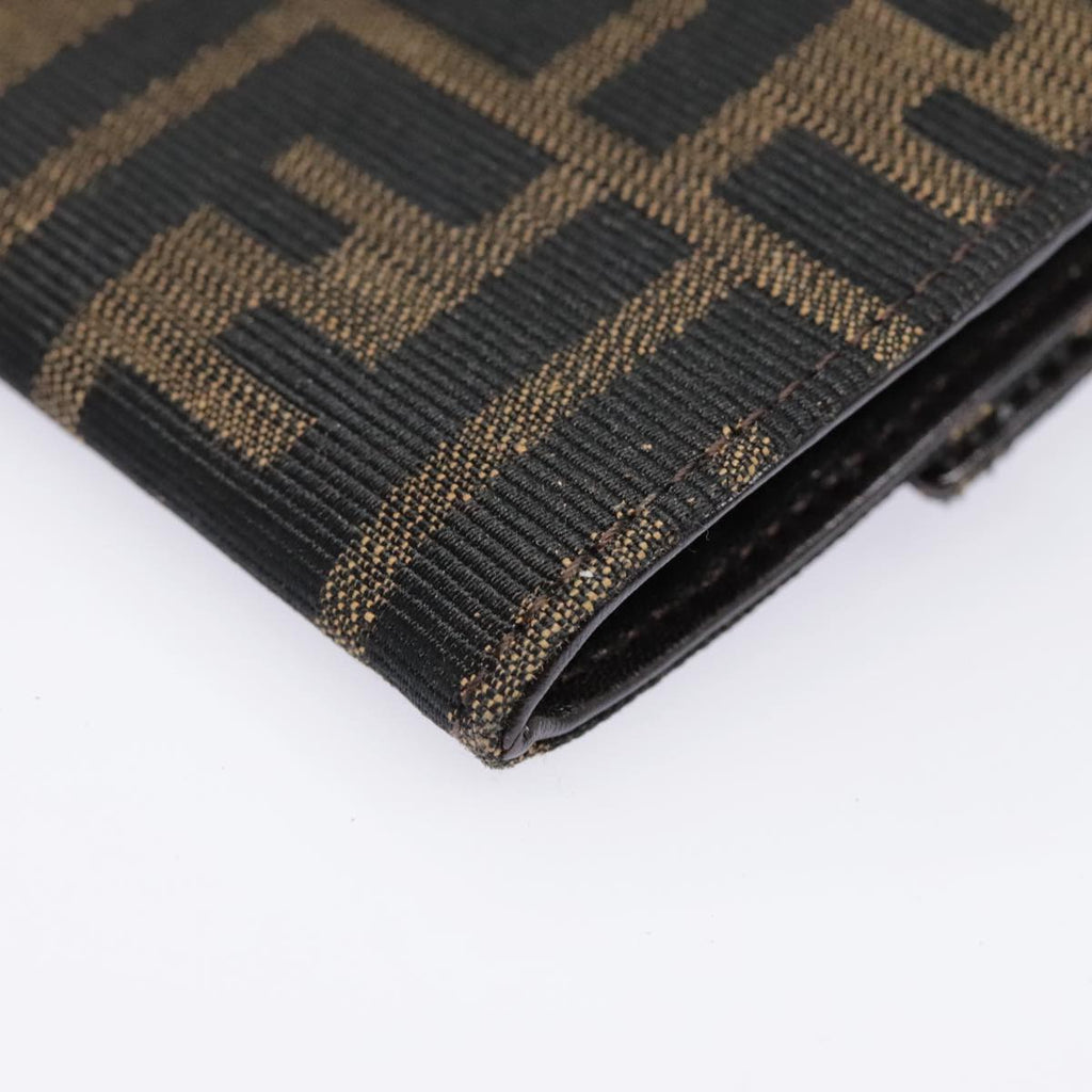 FENDI Zucca Canvas Long Wallet Black Brown Silveram6992