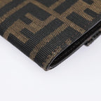 FENDI Zucca Canvas Long Wallet Black Brown Silveram6992