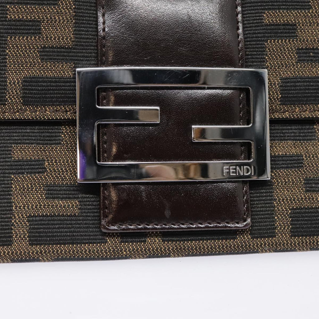 FENDI Zucca Canvas Long Wallet Black Brown Silveram6992