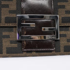 FENDI Zucca Canvas Long Wallet Black Brown Silveram6992