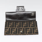 FENDI Zucca Canvas Long Wallet Black Brown Silveram6992