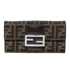 FENDI Zucca Canvas Long Wallet Black Brown Silveram6992