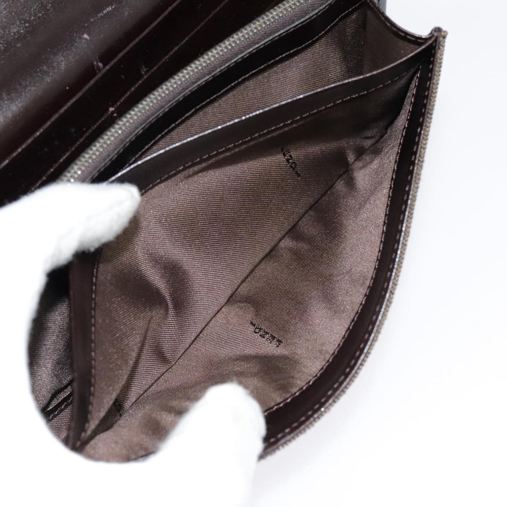 FENDI Zucca Canvas Long Wallet Black Brown Silveram6992