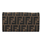 FENDI Zucca Canvas Long Wallet Black Brown Silveram6992