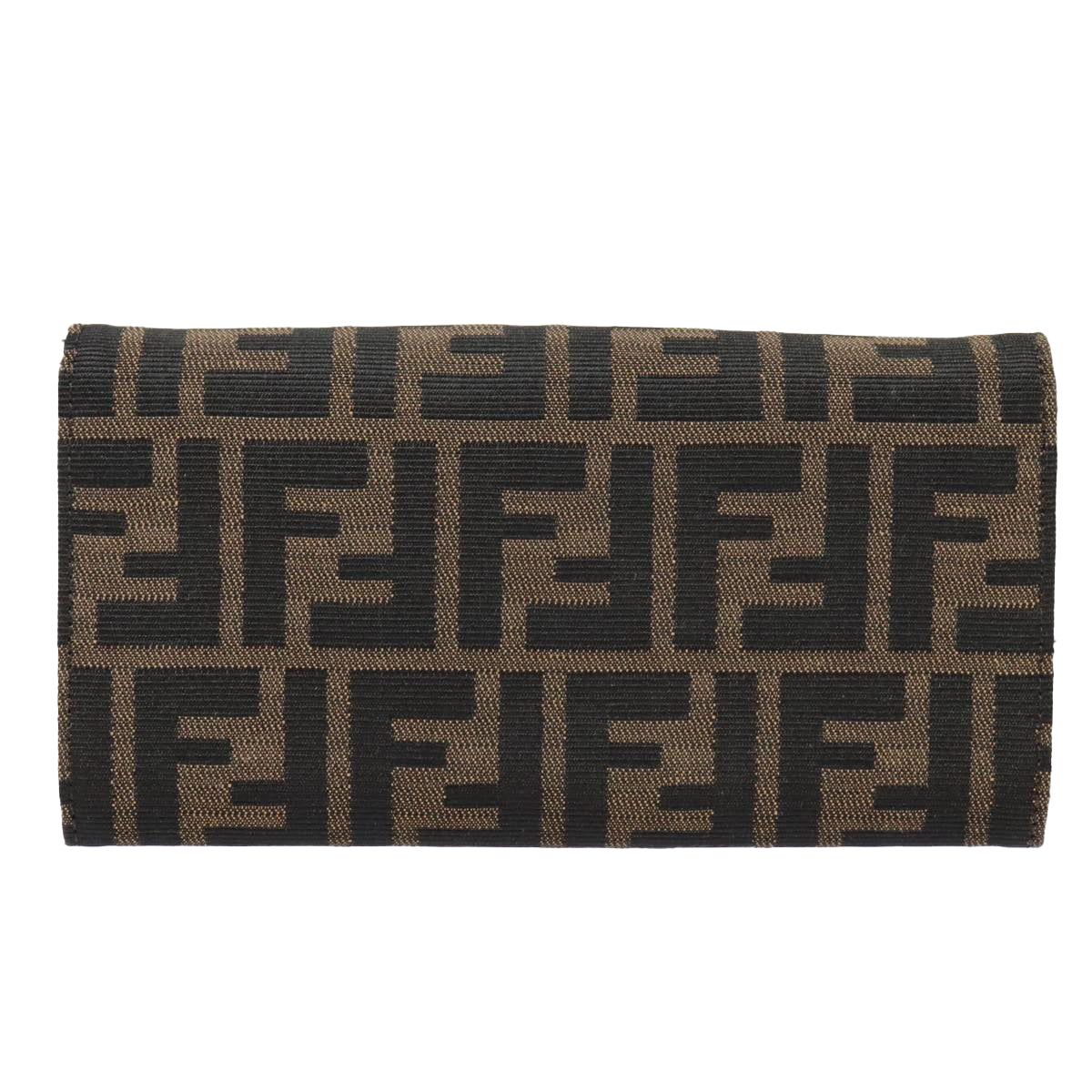 FENDI Zucca Canvas Long Wallet Black Brown Silveram6992