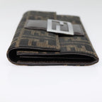 FENDI Zucca Canvas Long Wallet Black Brown Silveram6992