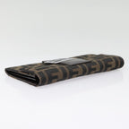 FENDI Zucca Canvas Long Wallet Black Brown Silveram6992