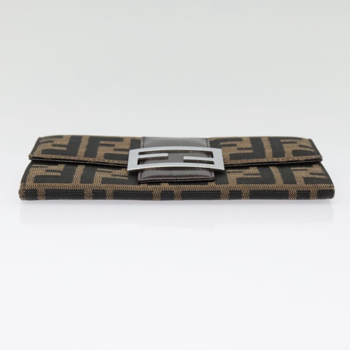 FENDI Zucca Canvas Long Wallet Black Brown Silveram6992