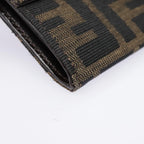 FENDI Zucca Canvas Long Wallet Black Brown Silveram6992