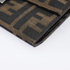 FENDI Zucca Canvas Long Wallet Black Brown Silveram6992
