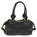 Chloe Paddington Shoulder Bag Leather Black Gold am7075