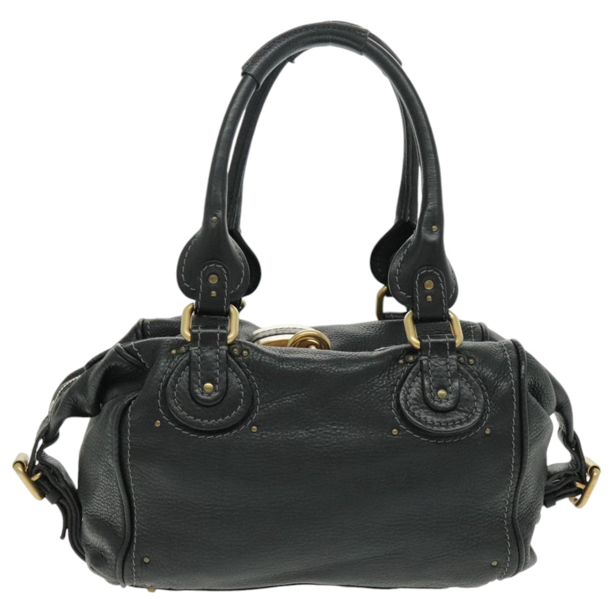 Chloe Paddington Shoulder Bag Leather Black Gold am7075