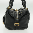 Chloe Paddington Shoulder Bag Leather Black Gold am7075