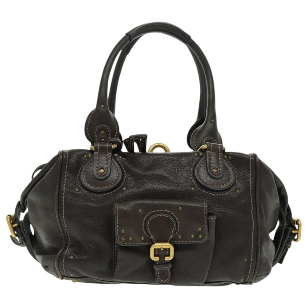 Chloe Paddington Shoulder Bag Leather Brown Gold am7085