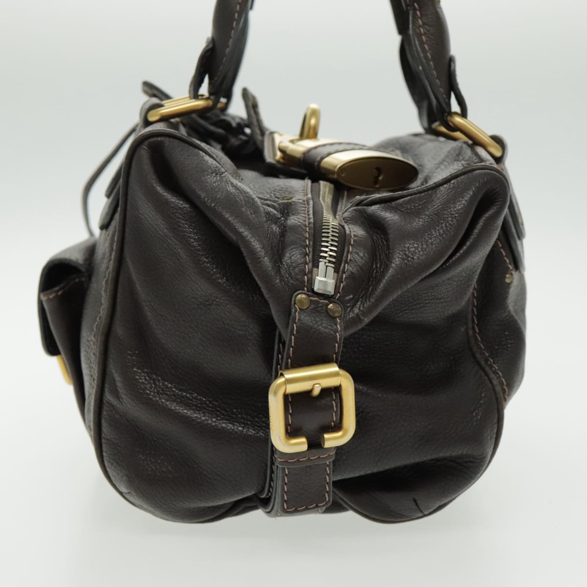 Chloe Paddington Shoulder Bag Leather Brown Gold am7085