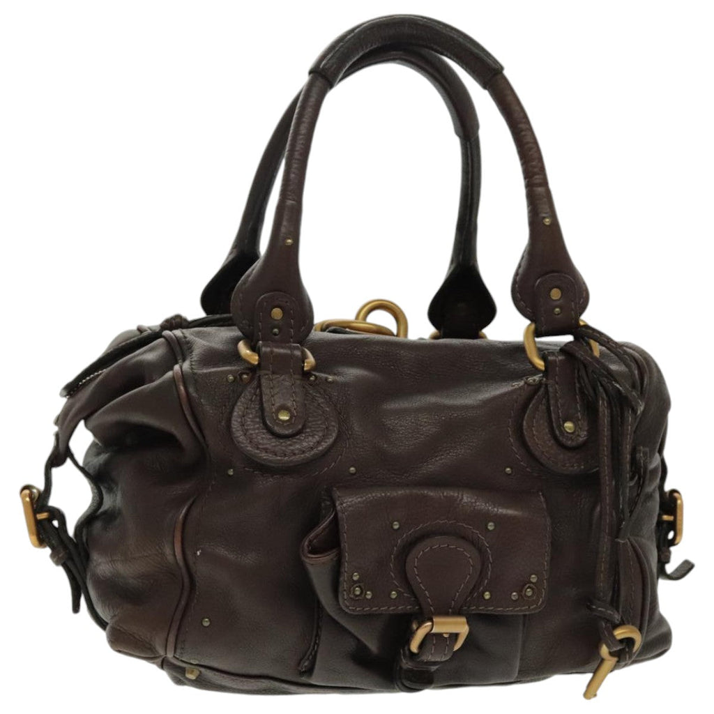 Chloe Paddington Shoulder Bag Leather Brown Gold am7087