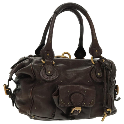 Chloe Paddington Shoulder Bag Leather Brown Gold am7087