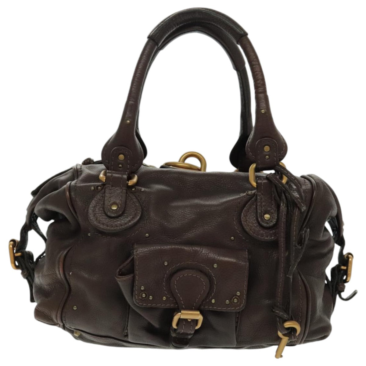 Chloe Paddington Shoulder Bag Leather Brown Gold am7087