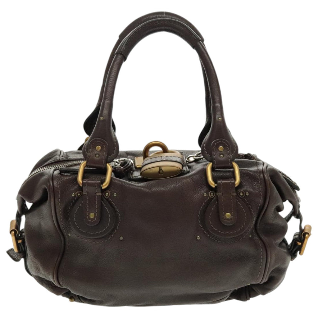 Chloe Paddington Shoulder Bag Leather Brown Gold am7087