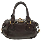Chloe Paddington Shoulder Bag Leather Brown Gold am7087